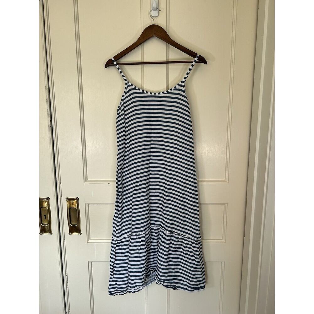 Francesca Bettini Linen Striped Sundress Womens Size Small Blue White